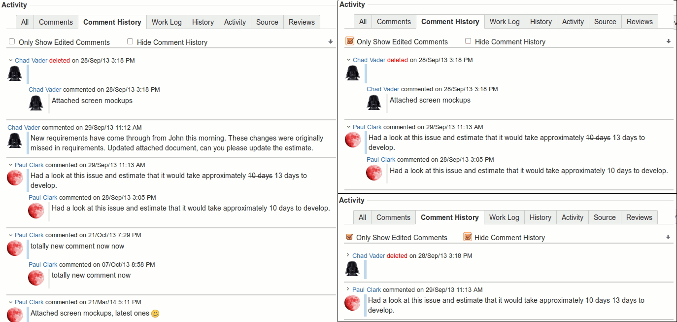 Comment History History Modes