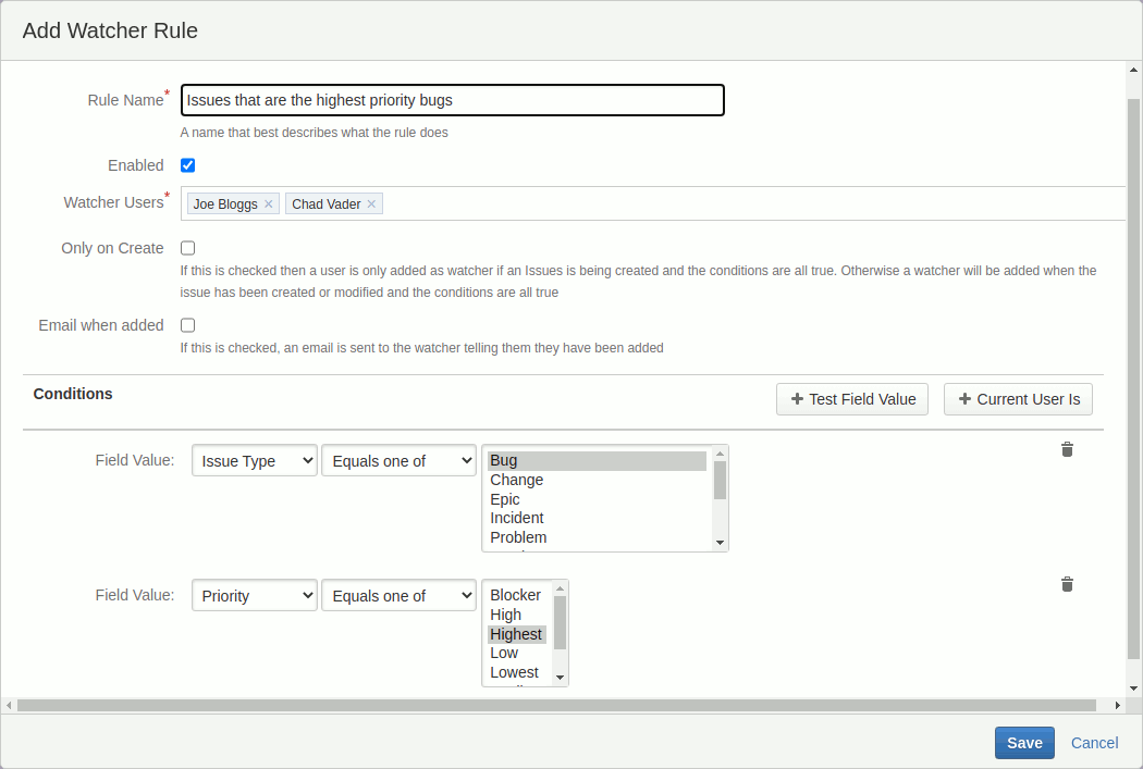 Watch It Add Watcher Rules Add
