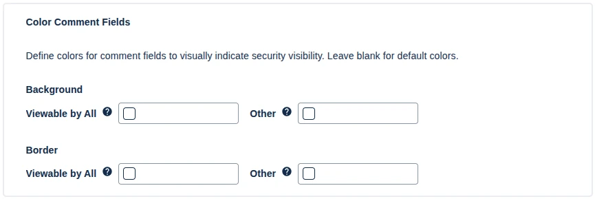 Comment Security Default — Color Configuration